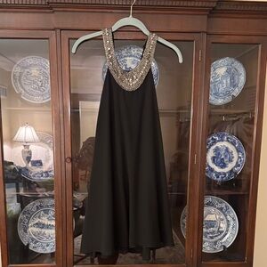 Dee Elle Black Backless Dress with Silver Detailing